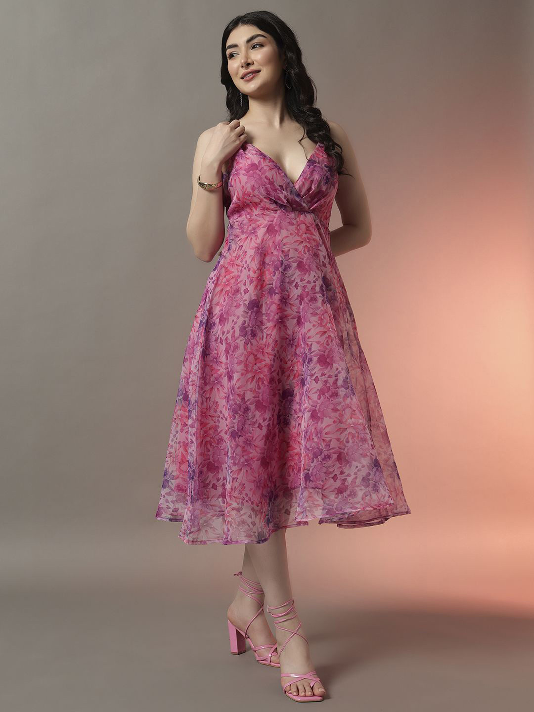 Floral Strap Midi Dresses