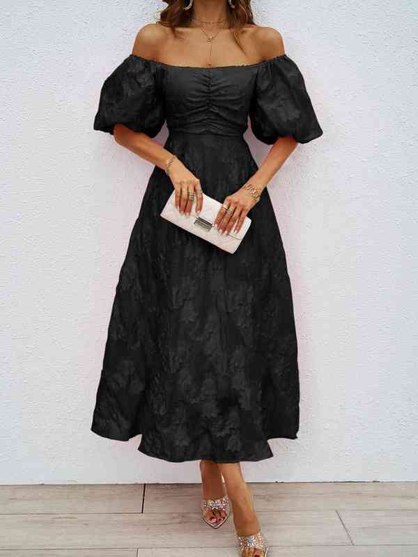 “Sunset Bardot Off‑Shoulder Dress Collection”