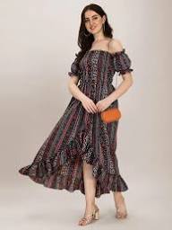 Black Long Printed Premium Wear Maxi Dress