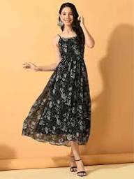 Ebony Garden Print Maxi Gown
