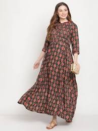 “Maroon Mist Ethnic Maxi Dress”