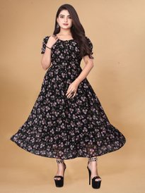 “Flora Charm Puff-Sleeve Maxi Dress”