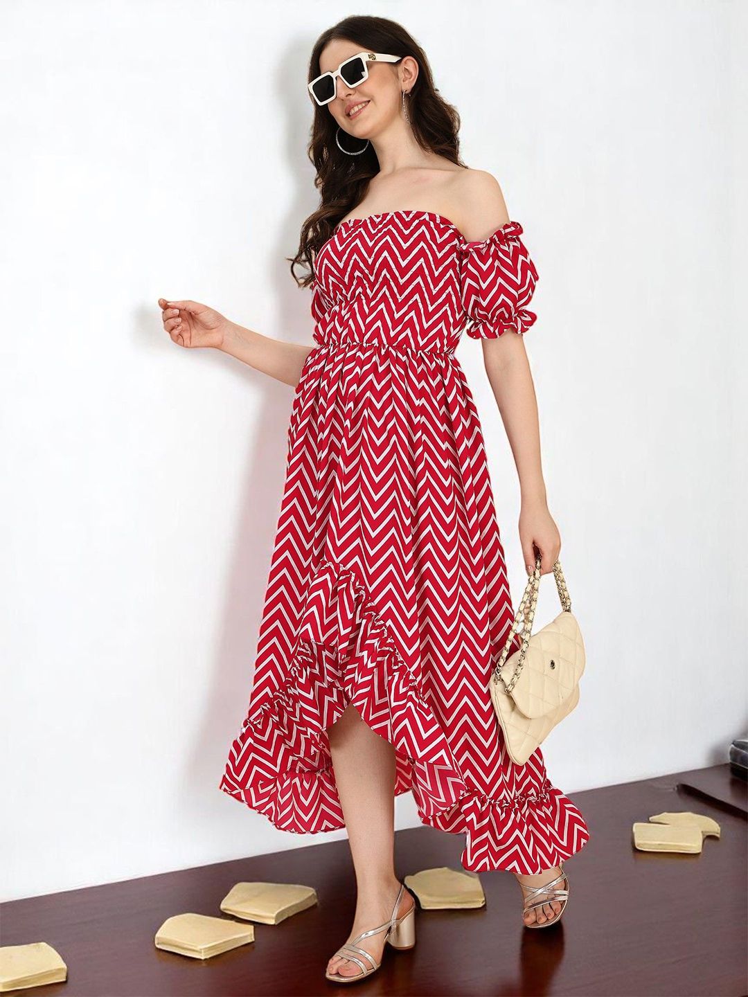 “Aurora Edge One-Shoulder Midi Dress”