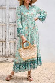 “Midnight Meadow Boho Midi Dress”