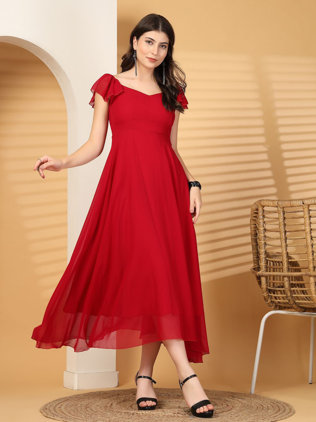 Sweetheart Neck Midi Dresses